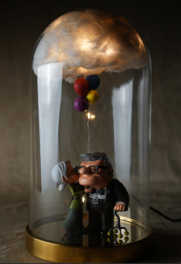 Carl and Ellie Figure – Romantic Couple Statue – Handmade Collector Display