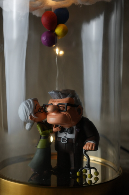 Carl and Ellie Figure – Romantic Couple Statue – Handmade Collector Display