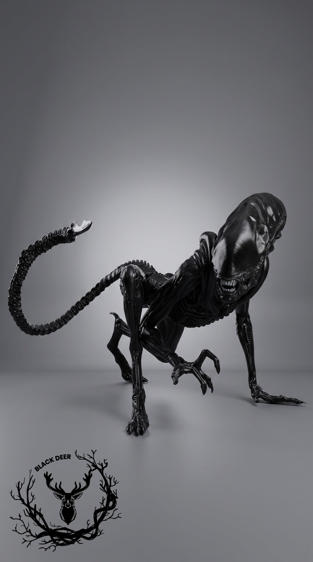 Dev Sci-Fi Canavar Köpeği Heykeli – Gerçek Boyutlu Alien Hunter Replikası, Interstellar Predator Fan Art, Cosplay Dekoru – 2 Metre