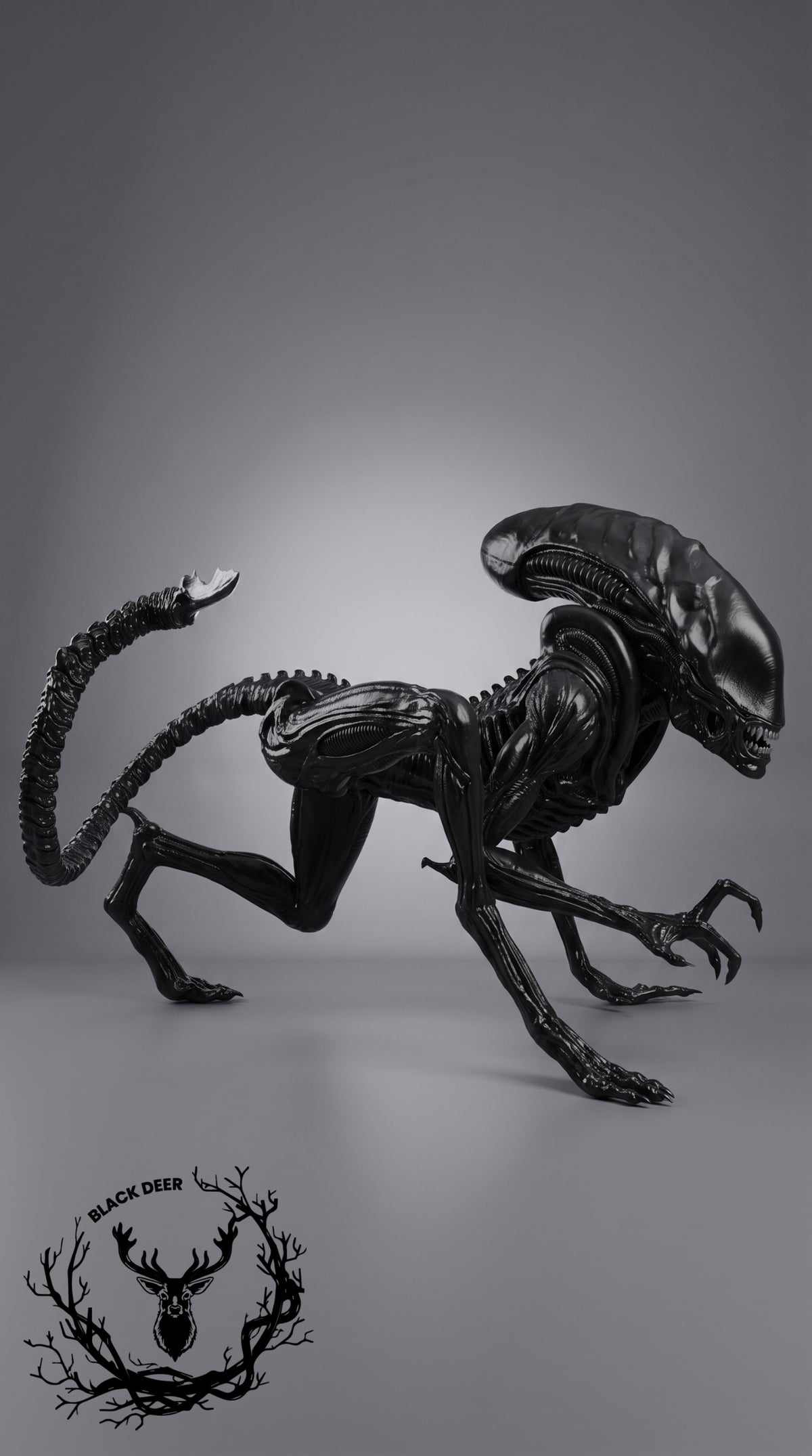 Dev Sci-Fi Canavar Köpeği Heykeli – Gerçek Boyutlu Alien Hunter Replikası, Interstellar Predator Fan Art, Cosplay Dekoru – 2 Metre