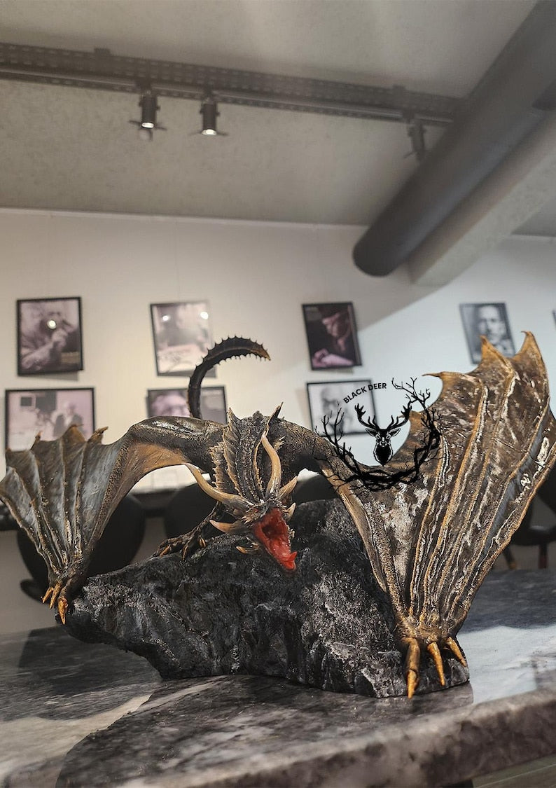 Balerion the Black Dread - Majestic Dragon Heykeli el yapımı hediye koleksiyonu house of dragon