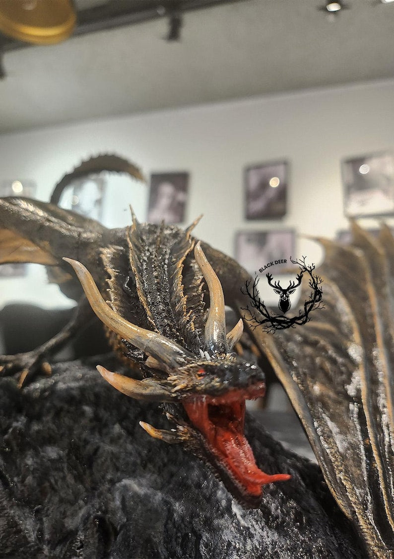 Balerion the Black Dread - Majestic Dragon Heykeli el yapımı hediye koleksiyonu house of dragon