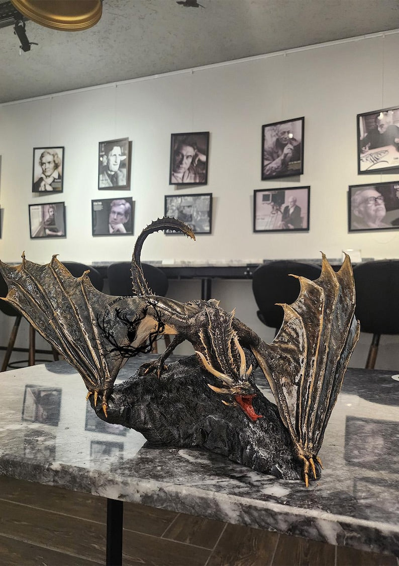 Balerion the Black Dread - Majestic Dragon Heykeli el yapımı hediye koleksiyonu house of dragon