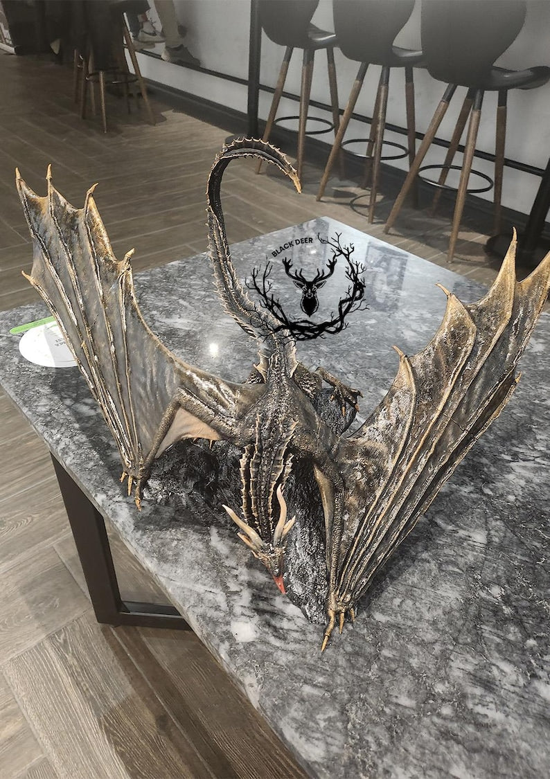 Balerion the Black Dread - Majestic Dragon Heykeli el yapımı hediye koleksiyonu house of dragon